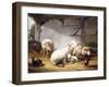 Sheep, Rabbits and a Chicken in a Barn, 1859-Eugene Joseph Verboeckhoven-Framed Giclee Print