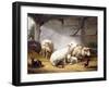 Sheep, Rabbits and a Chicken in a Barn, 1859-Eugene Joseph Verboeckhoven-Framed Giclee Print