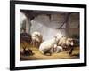 Sheep, Rabbits and a Chicken in a Barn, 1859-Eugene Joseph Verboeckhoven-Framed Giclee Print