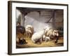 Sheep, Rabbits and a Chicken in a Barn, 1859-Eugene Joseph Verboeckhoven-Framed Giclee Print