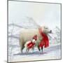 Sheep Red Scarf-Clare Davis London-Mounted Giclee Print
