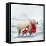 Sheep Red Scarf-Clare Davis London-Framed Stretched Canvas