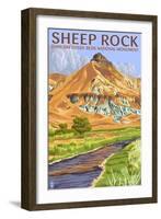 Sheep Rock - John Day Fossil Beds, Oregon-Lantern Press-Framed Art Print