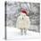 Sheep Texel Ewe in Snow Wearing Christmas Hat-null-Stretched Canvas