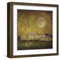 Sheep Under a Harvest Moon-Dawne Polis-Framed Art Print