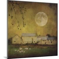 Sheep Under a Harvest Moon-Dawne Polis-Mounted Art Print