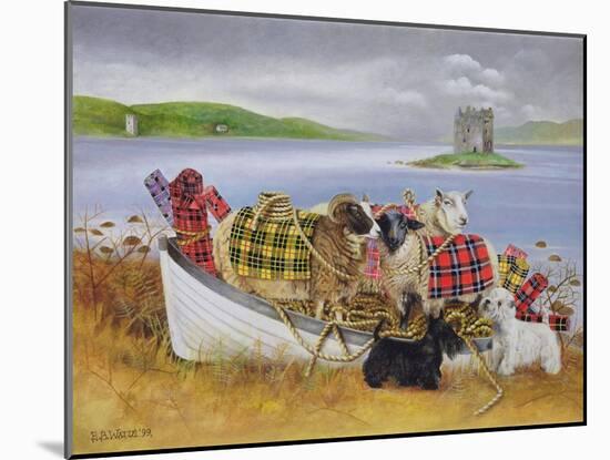 Sheep with Tartan, 1999-E.B. Watts-Mounted Giclee Print