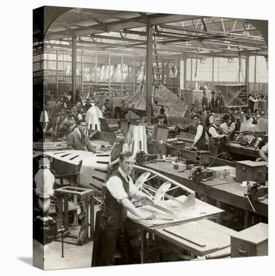 Sheet Metal Workers at a Aeroplane Factory, World War I, 1914-1918-null-Stretched Canvas