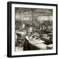 Sheet Metal Workers at a Aeroplane Factory, World War I, 1914-1918-null-Framed Premium Photographic Print