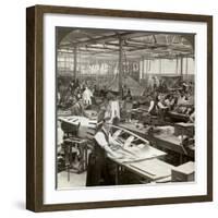 Sheet Metal Workers at a Aeroplane Factory, World War I, 1914-1918-null-Framed Photographic Print