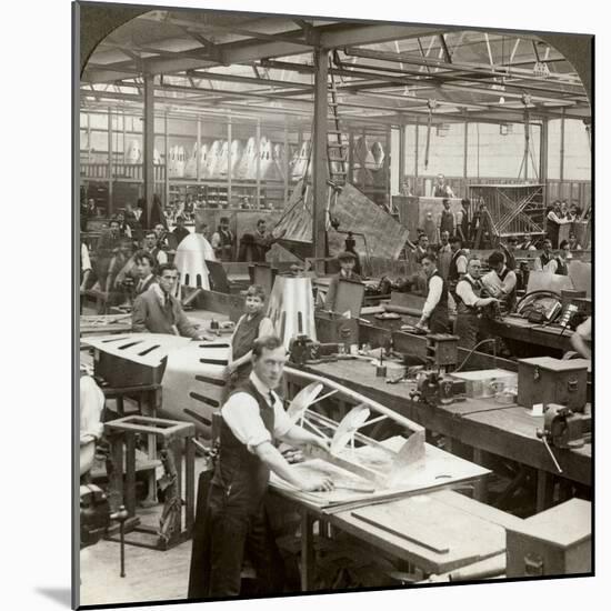 Sheet Metal Workers at a Aeroplane Factory, World War I, 1914-1918-null-Mounted Photographic Print