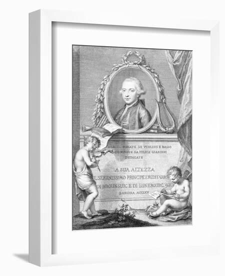 Sheet Music Cover with a Portrait of Felice Giardini, Engraved by Francesco Bartolozzi-Giovanni Battista Cipriani-Framed Giclee Print