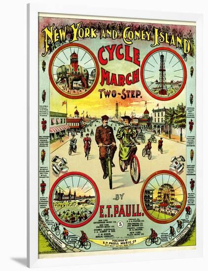 Sheet Music Covers: “New York and Coney Island Cycle March Two-Step” Music-null-Framed Art Print