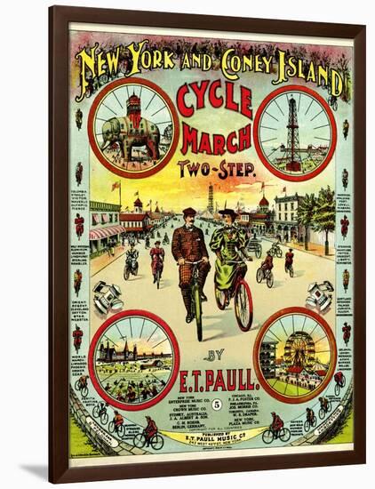 Sheet Music Covers: “New York and Coney Island Cycle March Two-Step” Music-null-Framed Art Print