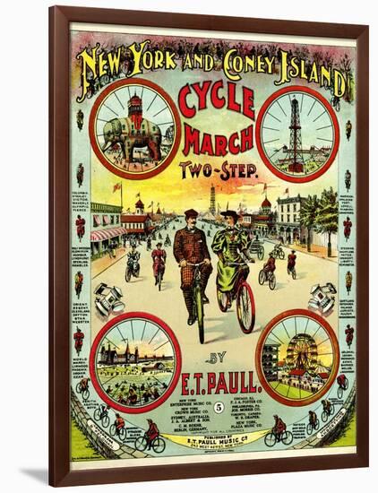 Sheet Music Covers: “New York and Coney Island Cycle March Two-Step” Music-null-Framed Art Print