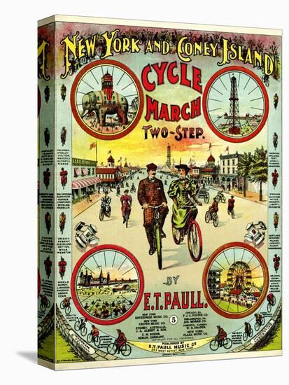 Sheet Music Covers: “New York and Coney Island Cycle March Two-Step” Music-null-Stretched Canvas