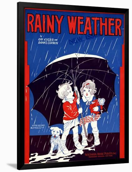 Sheet Music Covers: “Rainy Weather” Music and Words by Kay Kyser and Banks Corwin, 1930-null-Framed Art Print