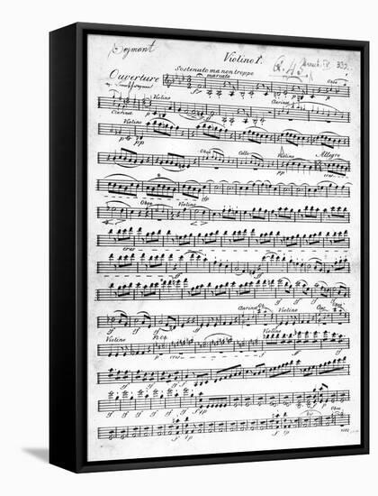 Sheet Music for the Overture to 'Egmont' by Ludwig Van Beethoven, Written Between 1809-10 (Print)-German-Framed Stretched Canvas