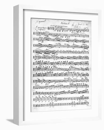 Sheet Music for the Overture to 'Egmont' by Ludwig Van Beethoven, Written Between 1809-10 (Print)-German-Framed Giclee Print