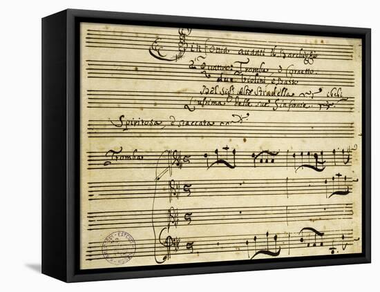 Sheet Music of Il Barcheggio, Symphony-Alessandro Stradella-Framed Stretched Canvas