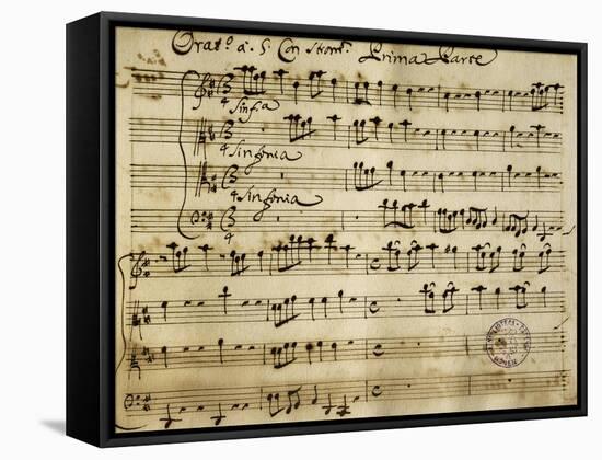 Sheet Music of the Oratorio of Saint John the Baptist-Alessandro Stradella-Framed Stretched Canvas