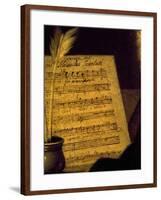 Sheet Music of the Sonata Fin Che M'Ucciderete, Detail from a Portrait of Alessandro Scarlatti-null-Framed Giclee Print