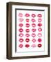 Sheet of Pink Lipstick Kisses-null-Framed Art Print