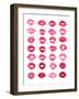 Sheet of Pink Lipstick Kisses-null-Framed Art Print