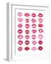 Sheet of Pink Lipstick Kisses-null-Framed Art Print