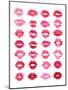 Sheet of Pink Lipstick Kisses-null-Mounted Art Print