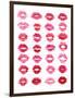 Sheet of Pink Lipstick Kisses-null-Framed Art Print