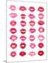 Sheet of Pink Lipstick Kisses-null-Mounted Art Print