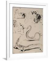 Sheet of Studies: Cat, Crocodile, Snake, Decorative-Eugene Delacroix-Framed Giclee Print