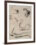 Sheet of Studies: Cat, Crocodile, Snake, Decorative-Eugene Delacroix-Framed Giclee Print