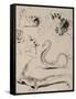 Sheet of Studies: Cat, Crocodile, Snake, Decorative-Eugene Delacroix-Framed Stretched Canvas