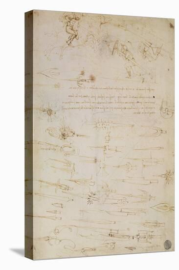 Sheet of Studies of Foot Soldiers and Horsemen in Combat, and Halbards, 1485-1488-Leonardo da Vinci-Stretched Canvas