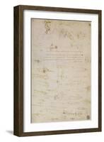 Sheet of Studies of Foot Soldiers and Horsemen in Combat, and Halbards, 1485-1488-Leonardo da Vinci-Framed Giclee Print