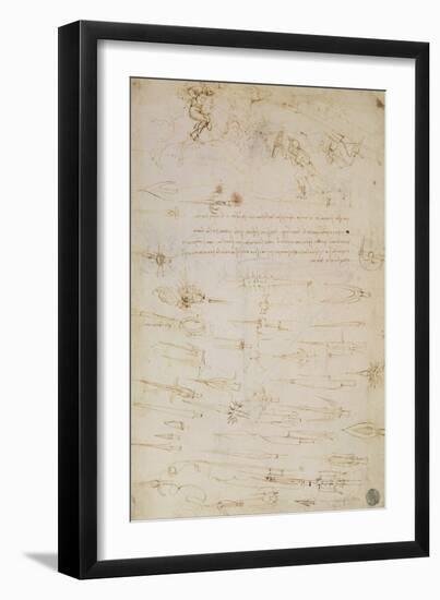 Sheet of Studies of Foot Soldiers and Horsemen in Combat, and Halbards, 1485-1488-Leonardo da Vinci-Framed Giclee Print