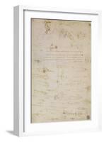 Sheet of Studies of Foot Soldiers and Horsemen in Combat, and Halbards, 1485-1488-Leonardo da Vinci-Framed Giclee Print