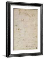 Sheet of Studies of Foot Soldiers and Horsemen in Combat, and Halbards, 1485-1488-Leonardo da Vinci-Framed Giclee Print