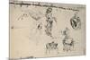 'Sheet of Studies with a Young Woman, A Wolf, Etc.', c1480 (1945)-Leonardo Da Vinci-Mounted Giclee Print