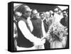 Sheik Mujibur Rahman, Premier of Bangladesh, with Indian Pm Indira Gandhi-null-Framed Stretched Canvas