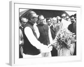 Sheik Mujibur Rahman, Premier of Bangladesh, with Indian Pm Indira Gandhi-null-Framed Photo