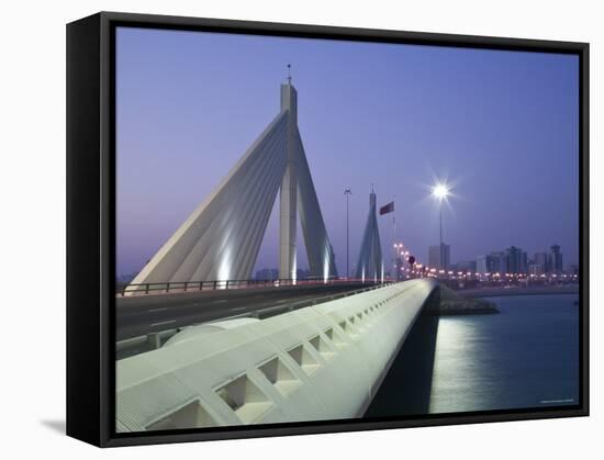 Sheikh Isa Causeway Bridge, Manama, Bahrain-Walter Bibikow-Framed Stretched Canvas