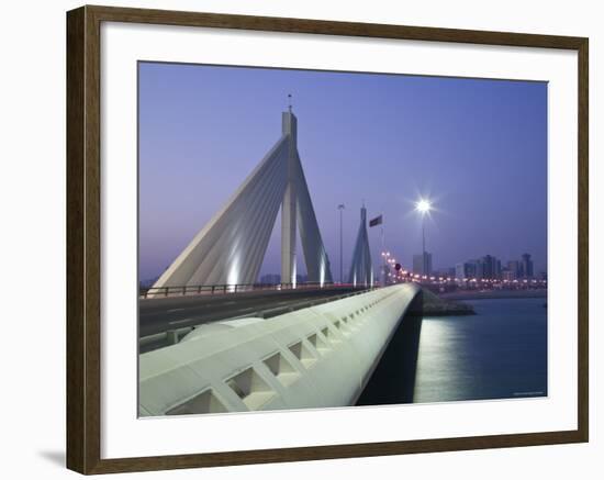 Sheikh Isa Causeway Bridge, Manama, Bahrain-Walter Bibikow-Framed Photographic Print