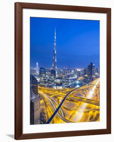 Sheikh Zayad Road and Burj Khalifa, Downtown, Dubai, United Arab Emirates-Jon Arnold-Framed Photographic Print