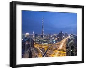 Sheikh Zayad Road and Burj Khalifa, Downtown, Dubai, United Arab Emirates-Jon Arnold-Framed Photographic Print
