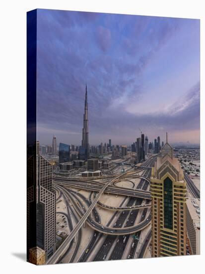Sheikh Zayad Road and Burj Khalifa, Downtown, Dubai, United Arab Emirates-Jon Arnold-Stretched Canvas