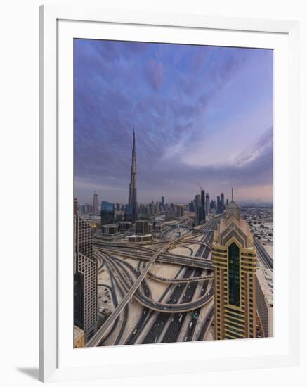 Sheikh Zayad Road and Burj Khalifa, Downtown, Dubai, United Arab Emirates-Jon Arnold-Framed Photographic Print