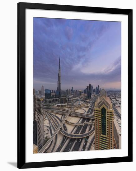 Sheikh Zayad Road and Burj Khalifa, Downtown, Dubai, United Arab Emirates-Jon Arnold-Framed Photographic Print